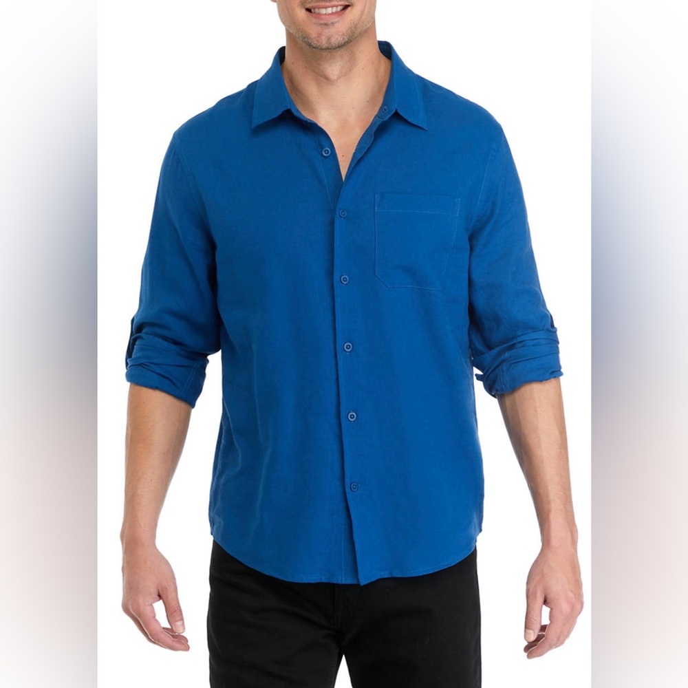 NWT Men's Long Sleeve Button Up Shirt - Cobalt Blue - XL